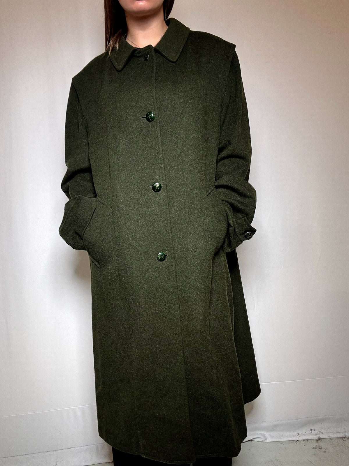 Manteau vert en laine XL vintage