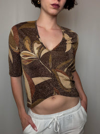 Top brun à paillettes M vintage