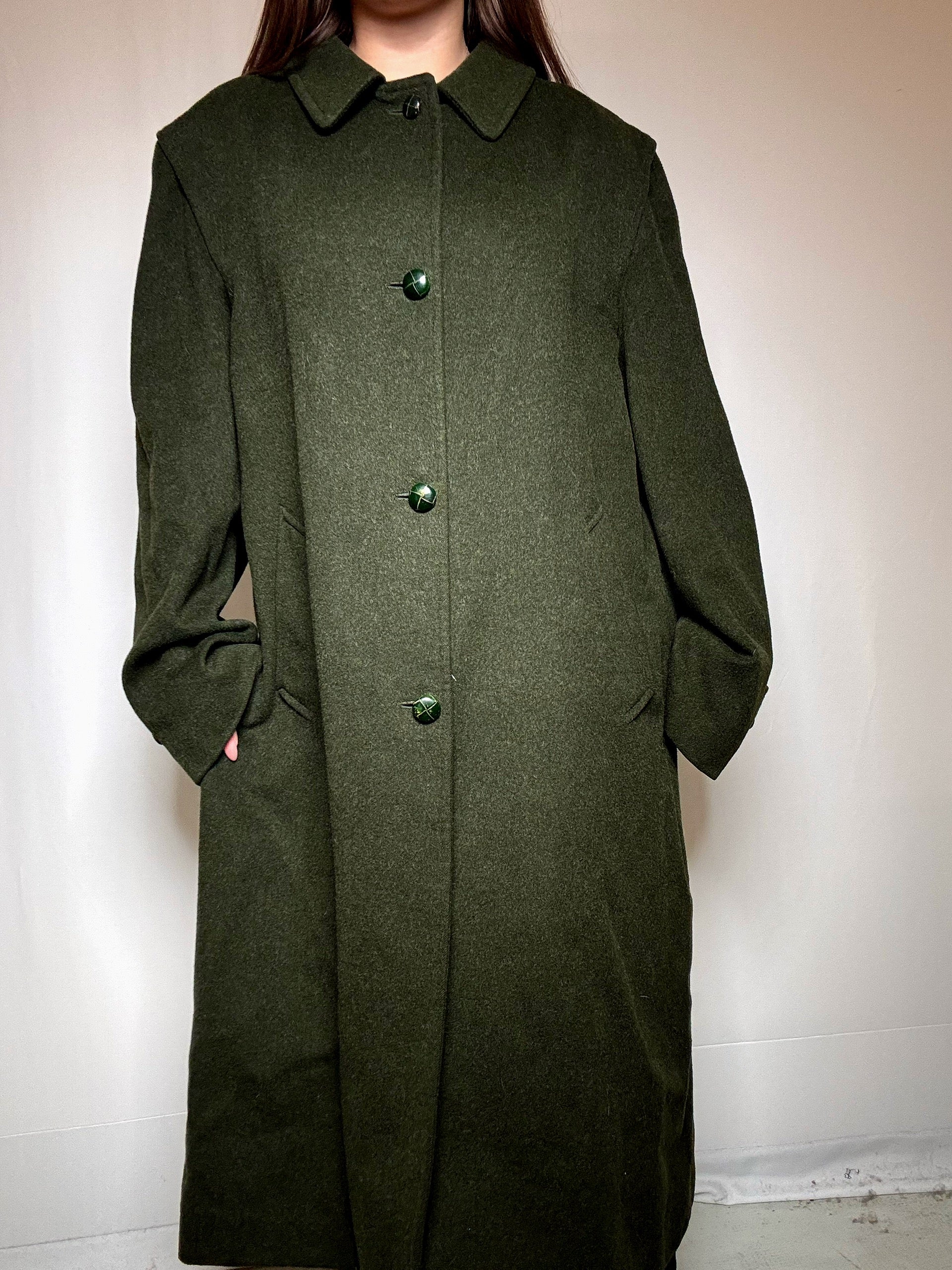 Manteau vert en laine XL vintage