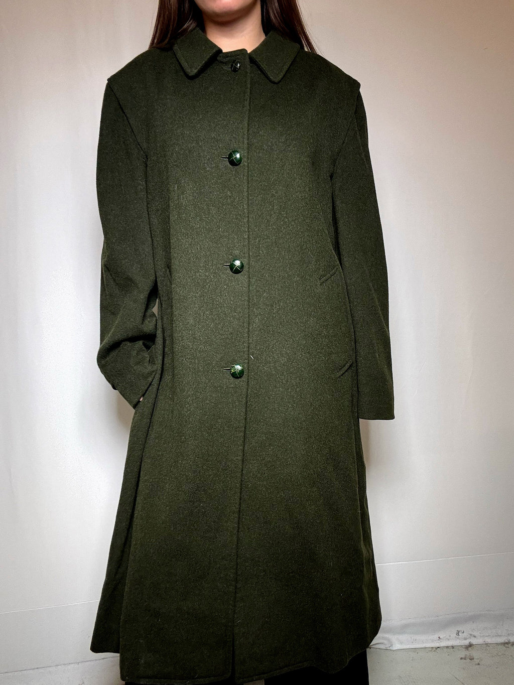 Manteau vert en laine XL vintage