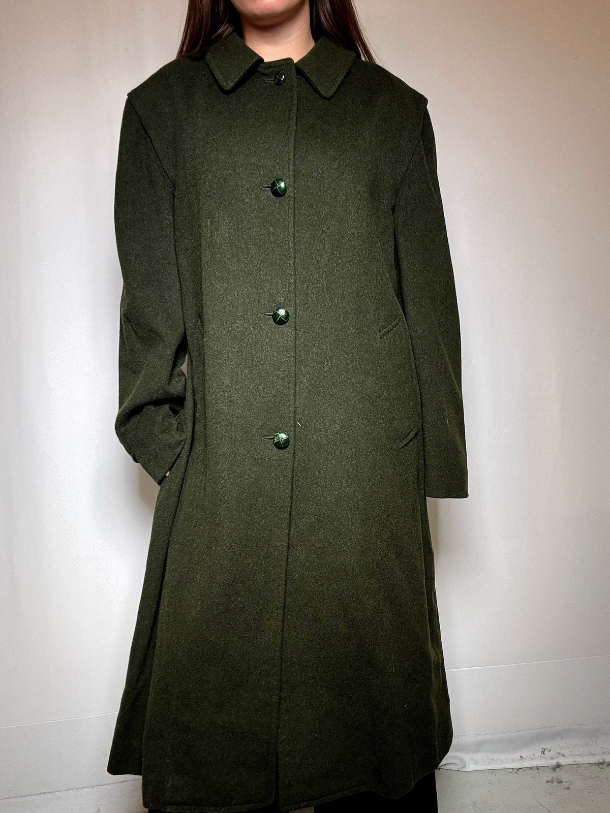 Manteau vert en laine XL vintage