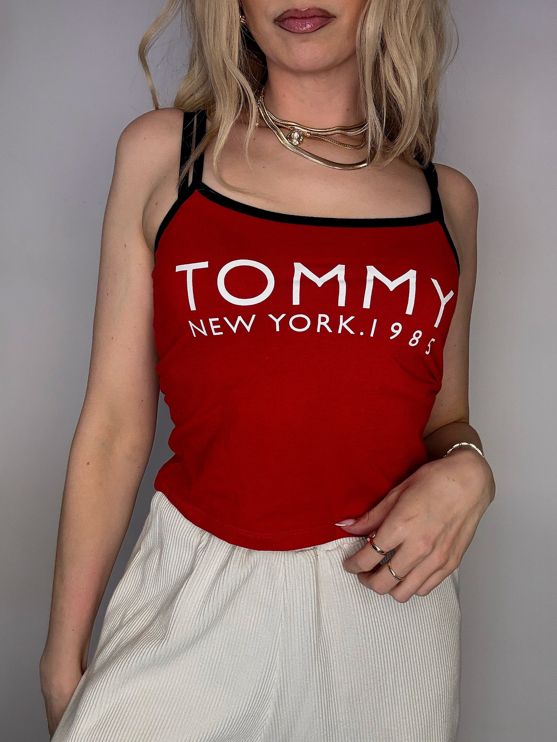Débardeur à bretelles rouge TOMMY HILFIGER S vintage