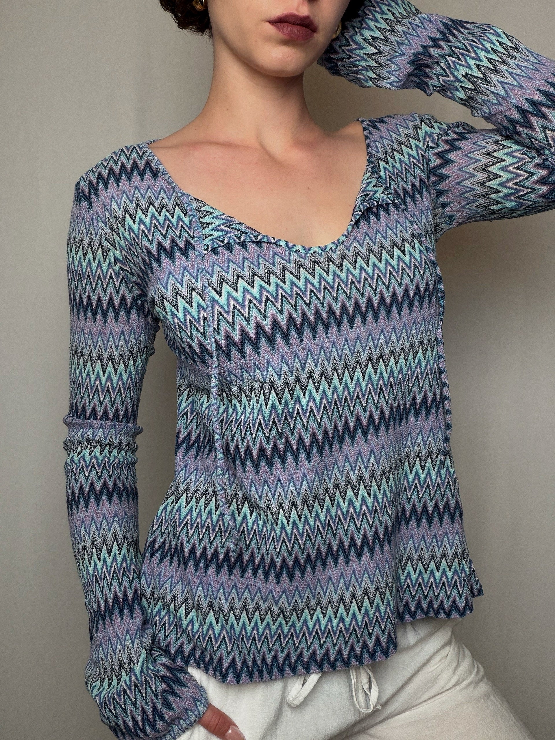 Top ä motifs bleus L vintage