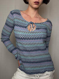 Top ä motifs bleus L vintage