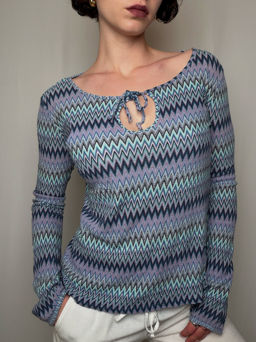 Top ä motifs bleus L vintage