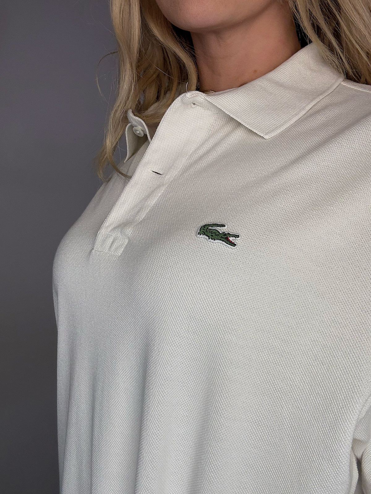 Polo manches courtes blanc LACOSTE XL vintage