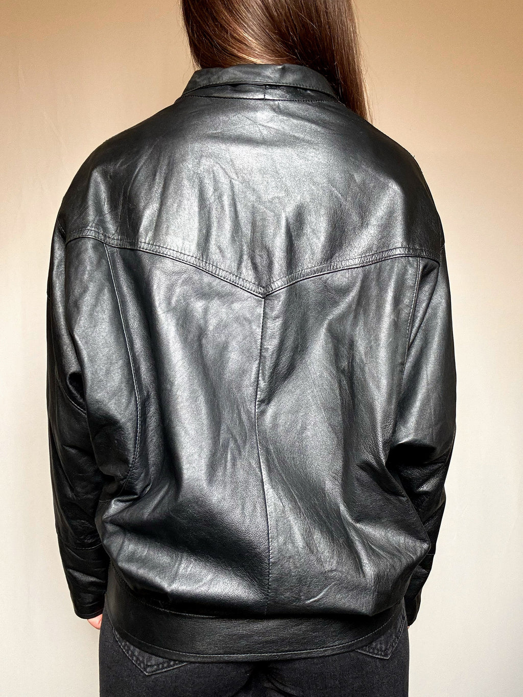 Blouson en cuir noir L vintage