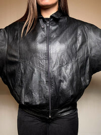 Blouson en cuir noir L vintage
