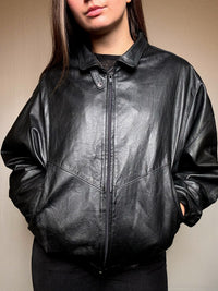 Blouson en cuir noir L vintage