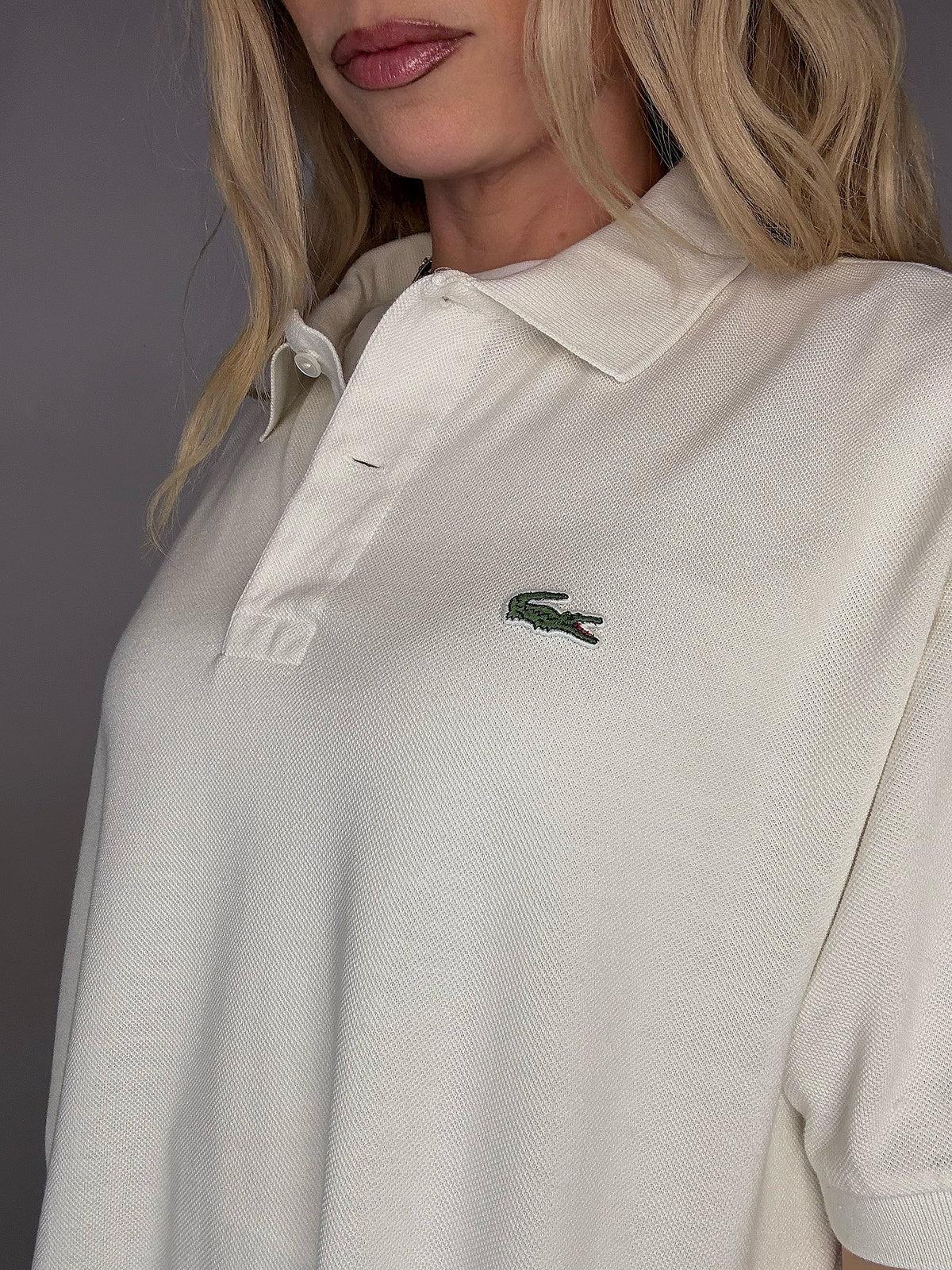 Polo manches courtes blanc LACOSTE XL vintage