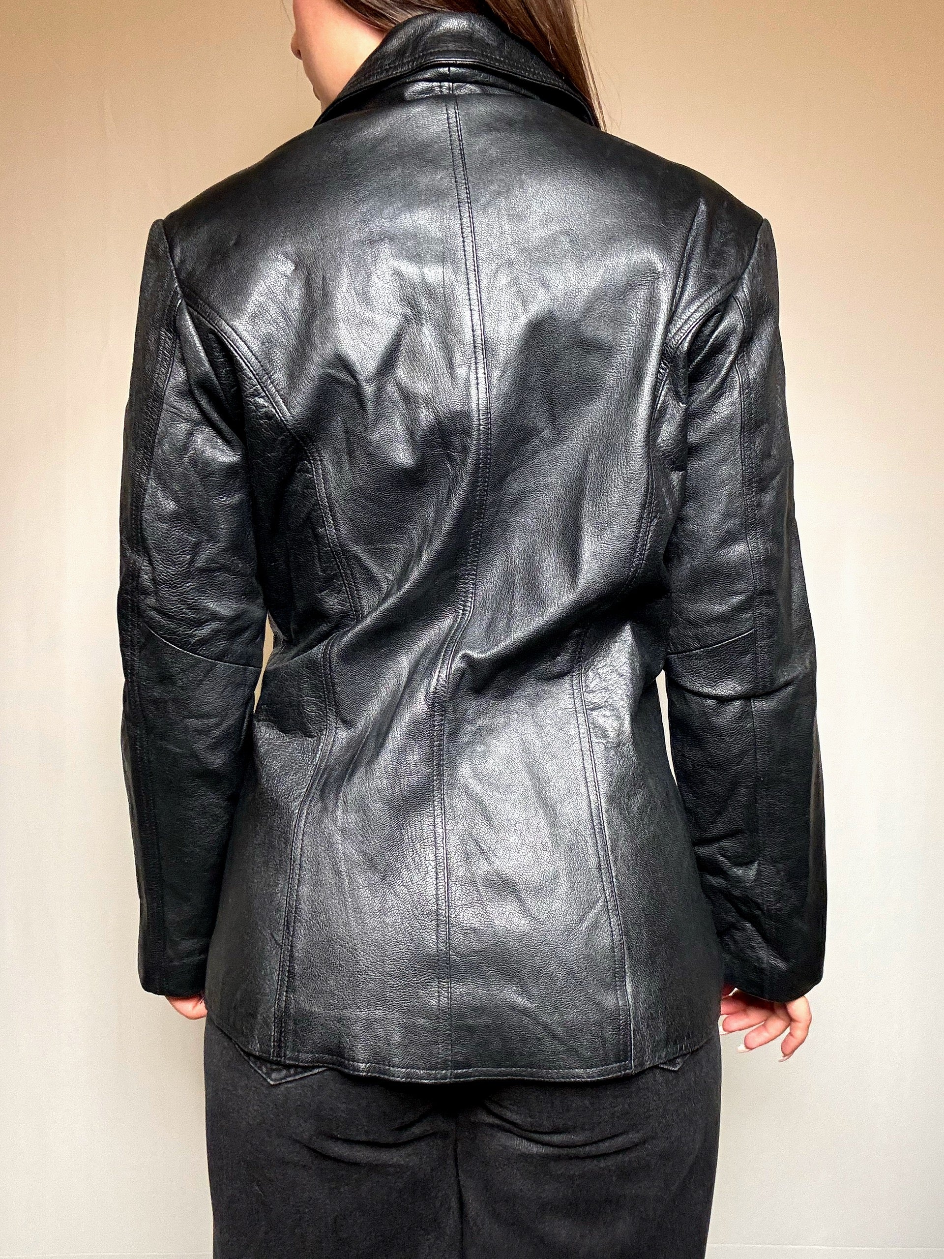 Vintage schwarze Lederjacke M