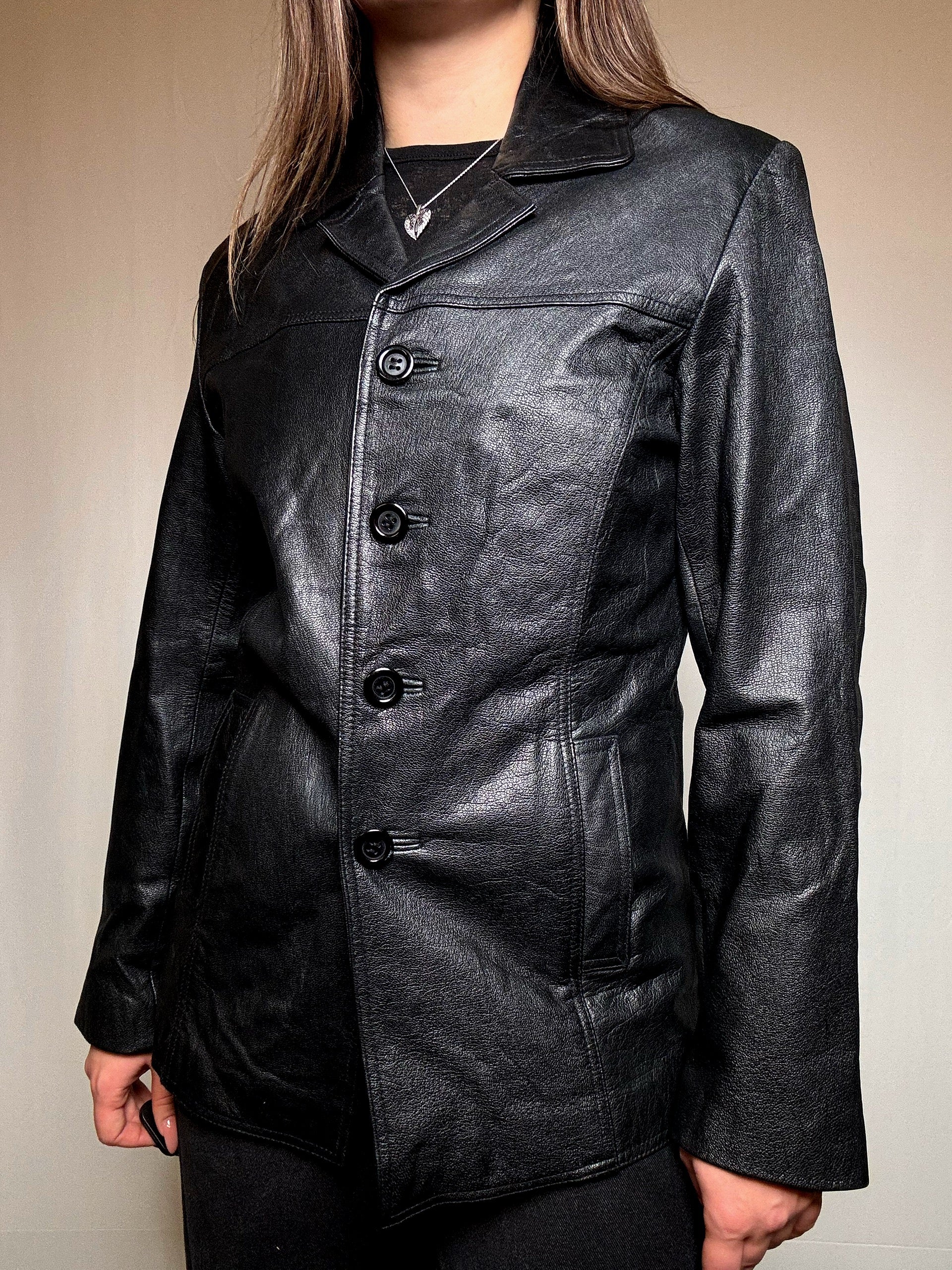 Vintage schwarze Lederjacke M