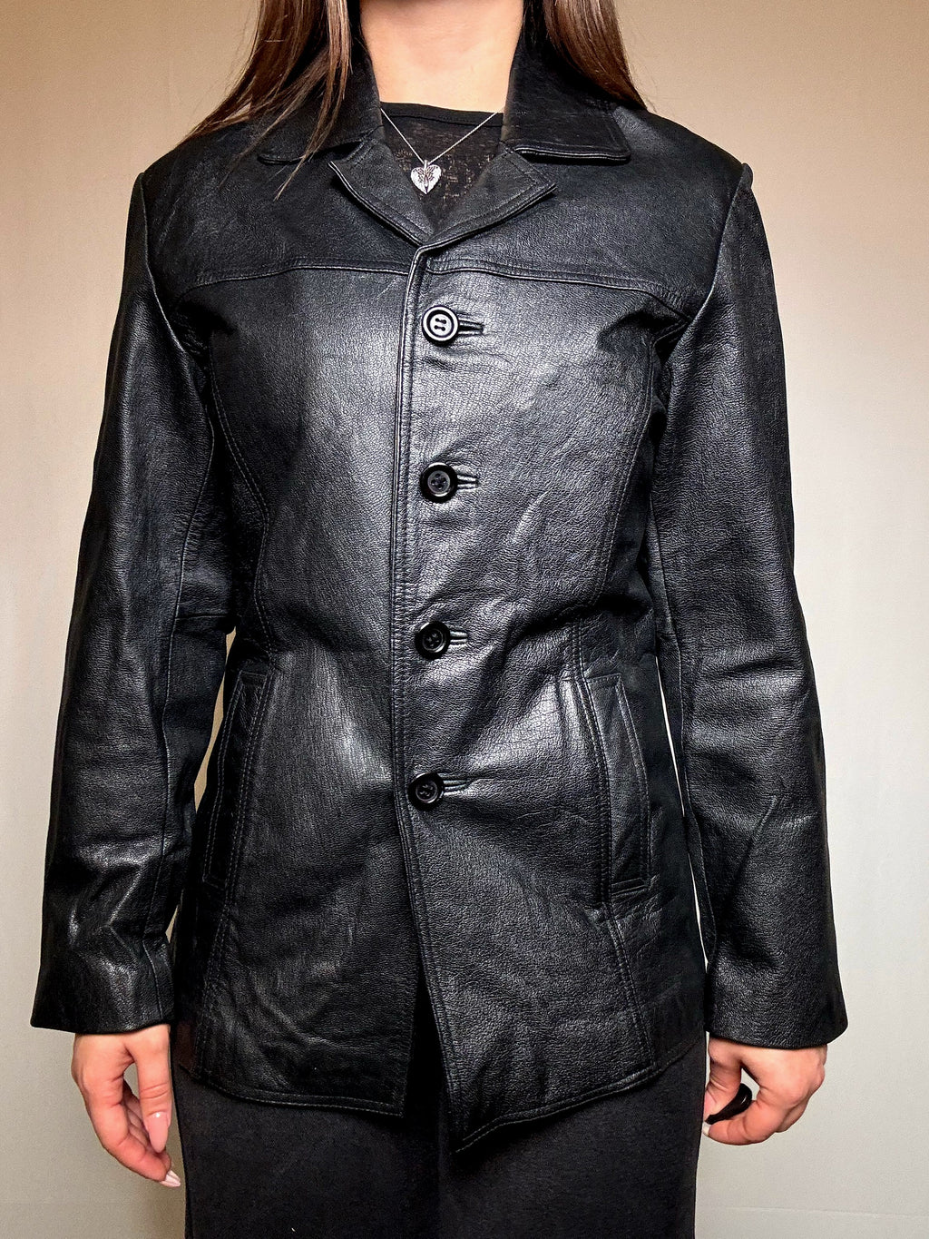 Vintage schwarze Lederjacke M