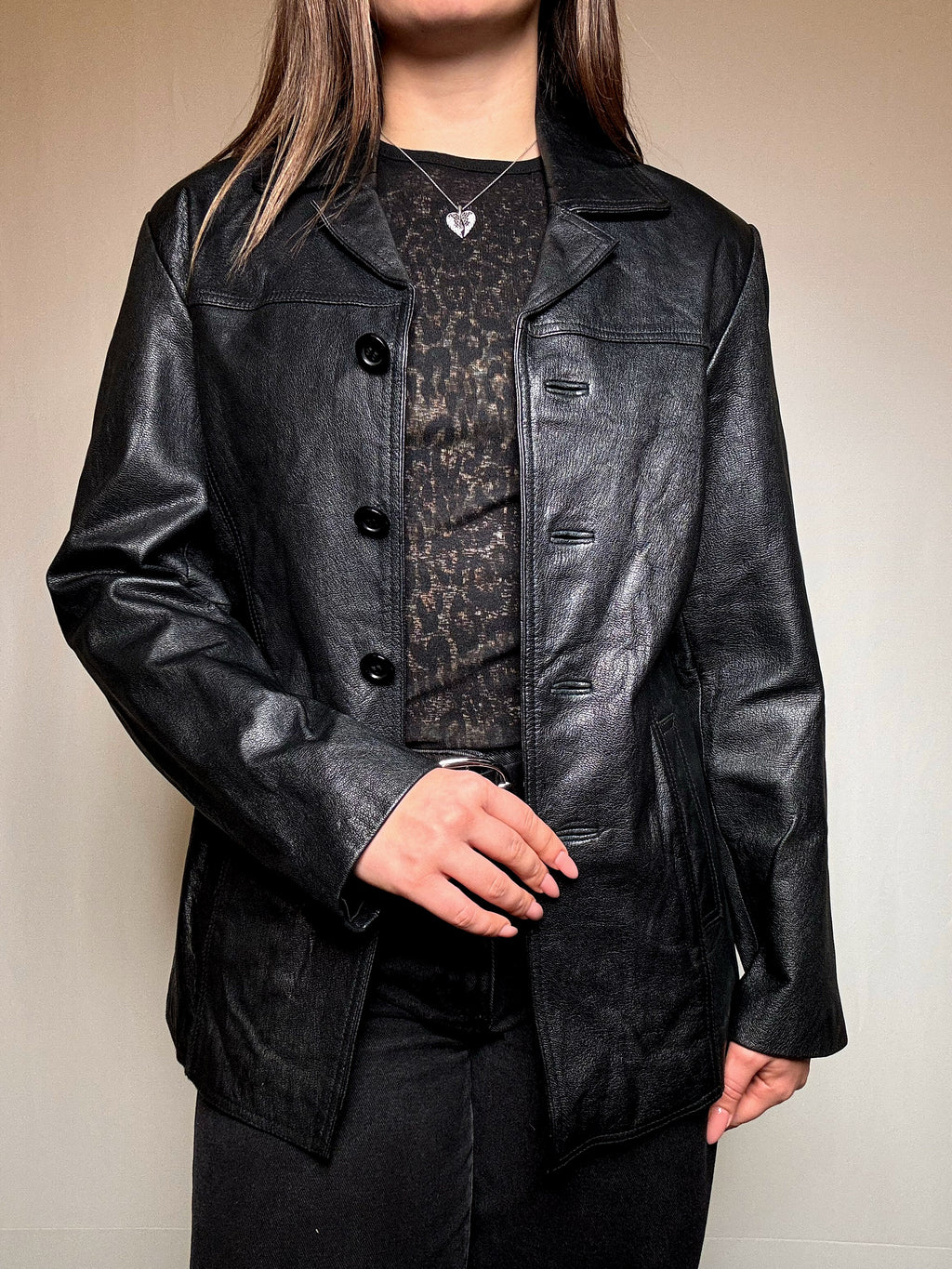 Vintage schwarze Lederjacke M