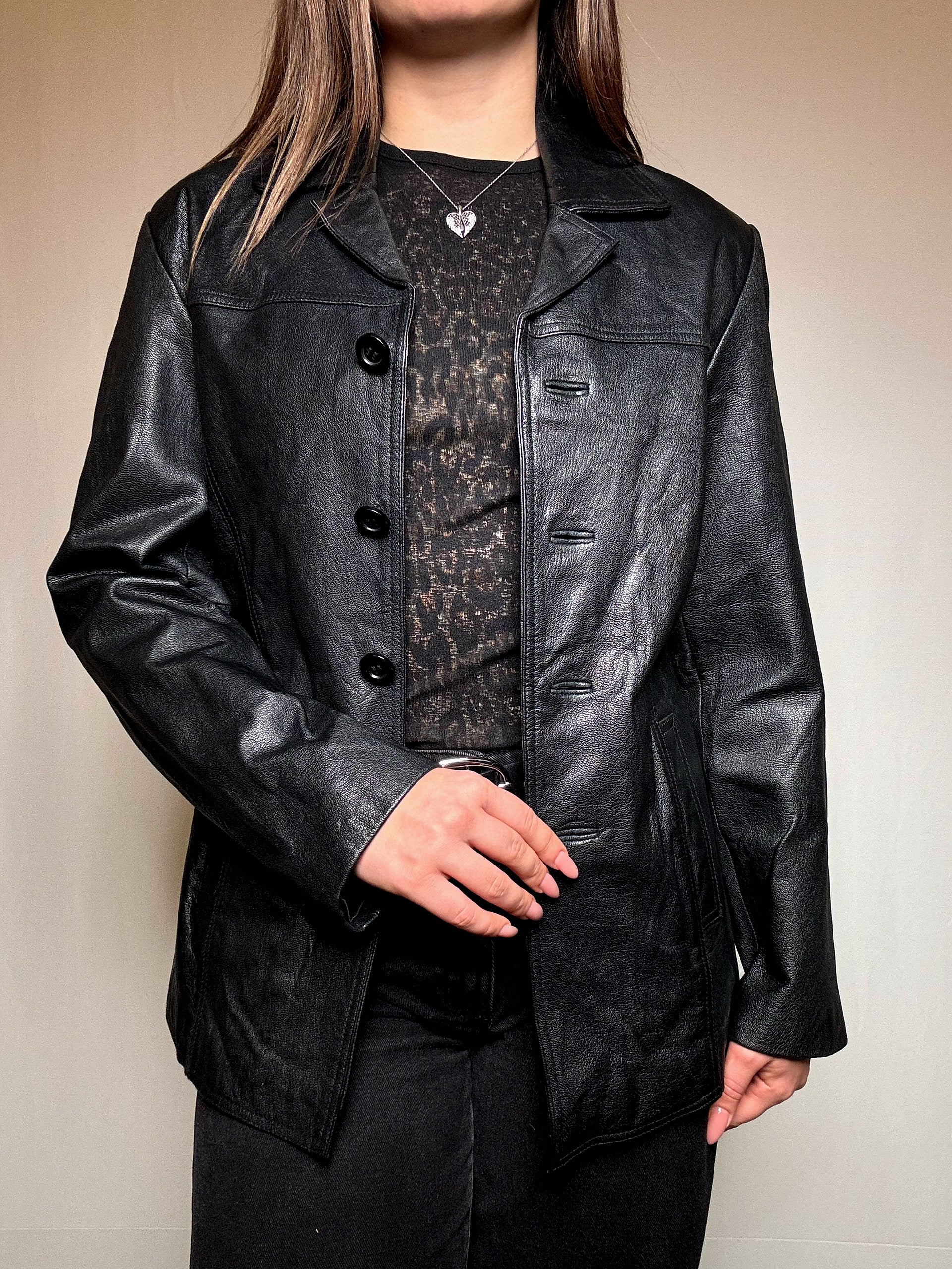Vintage schwarze Lederjacke M