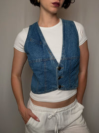 Gilet en denim avec détails au dos M vintage