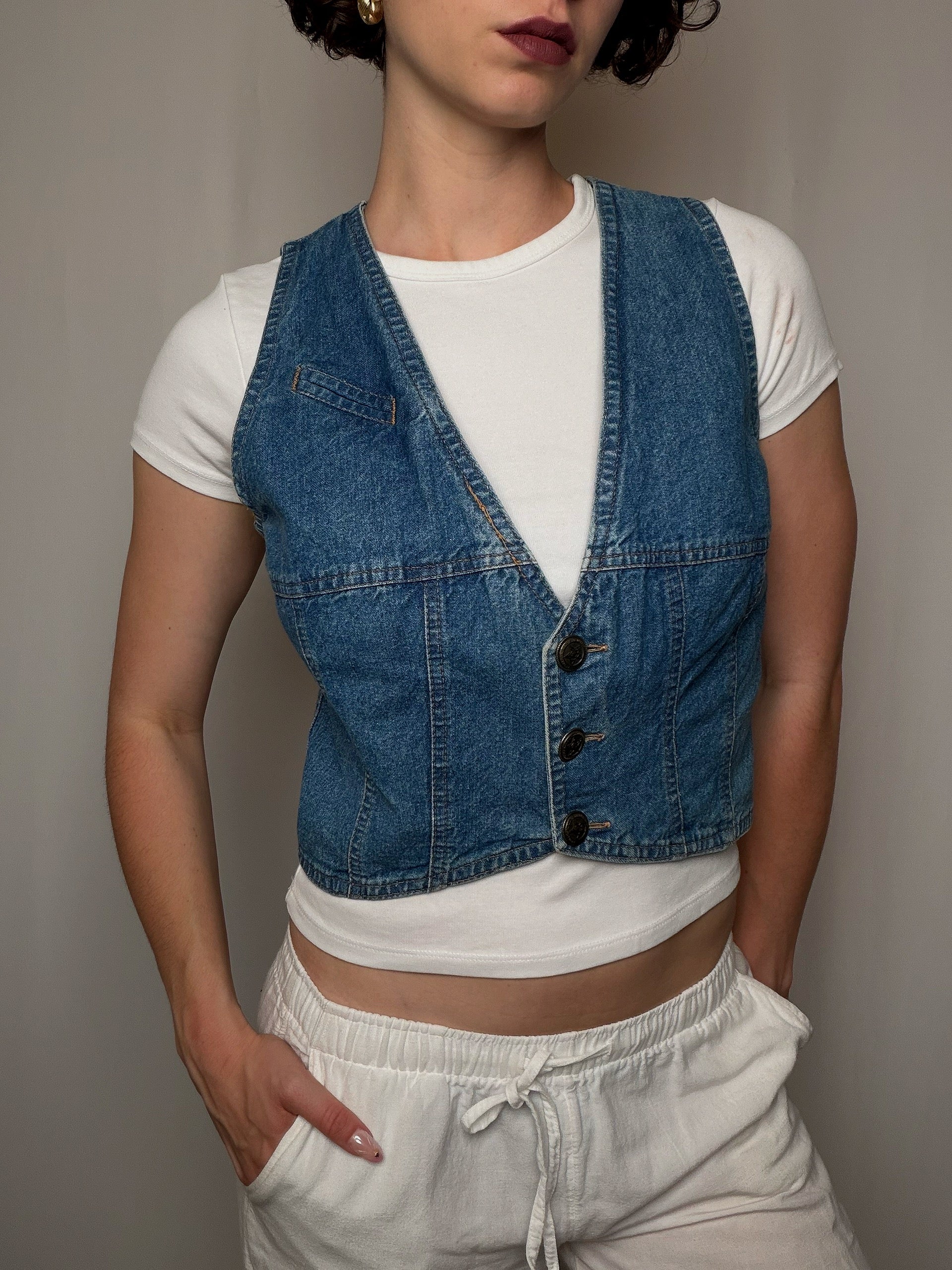Gilet en denim avec détails au dos M vintage