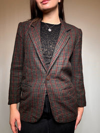Brauner und bordeauxfarbener karierter Blazer S/M Vintage