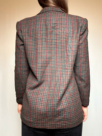 Brauner und bordeauxfarbener karierter Blazer S/M Vintage