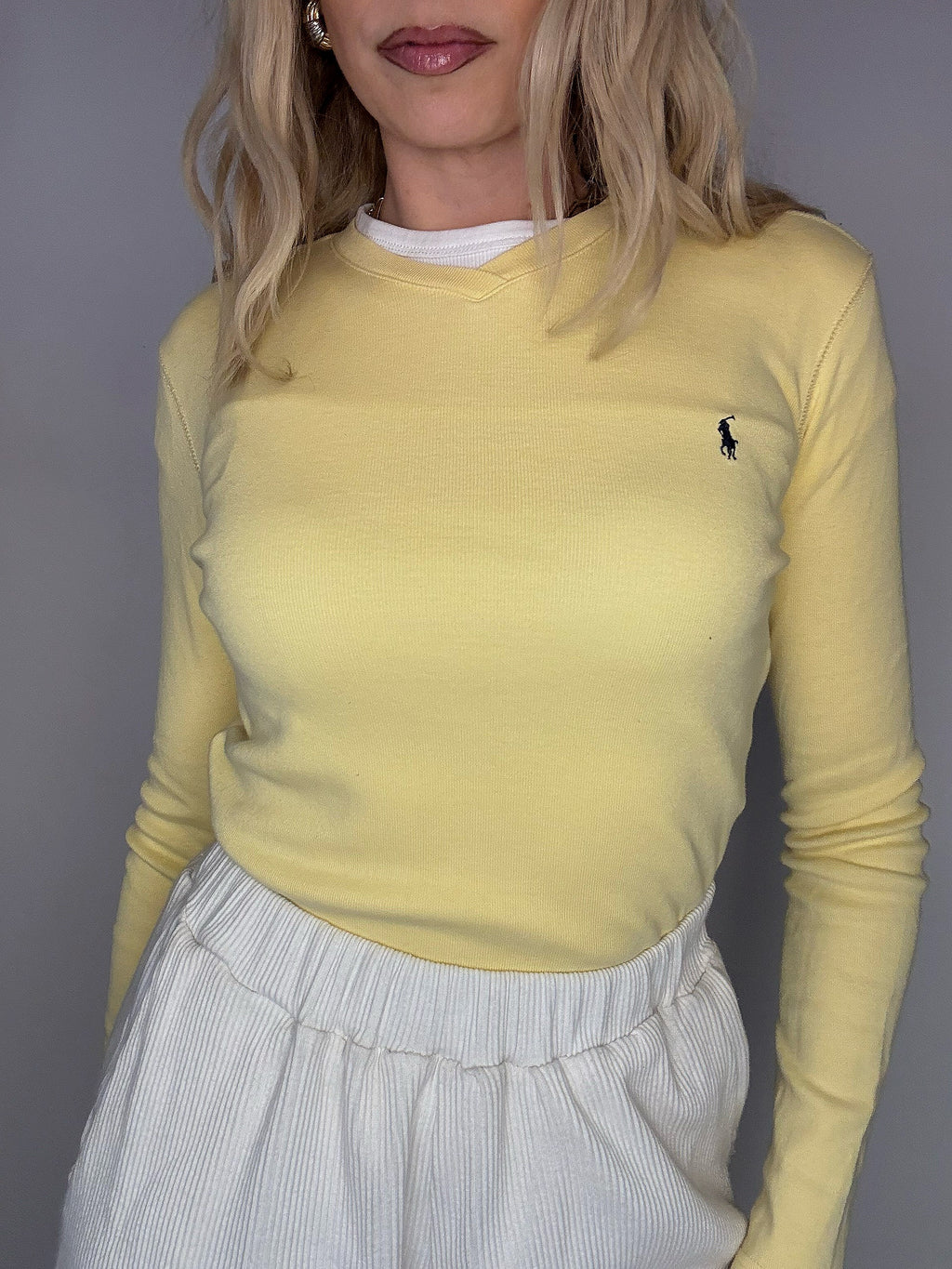 ADIDAS S/M vintage beige long-sleeved crop top