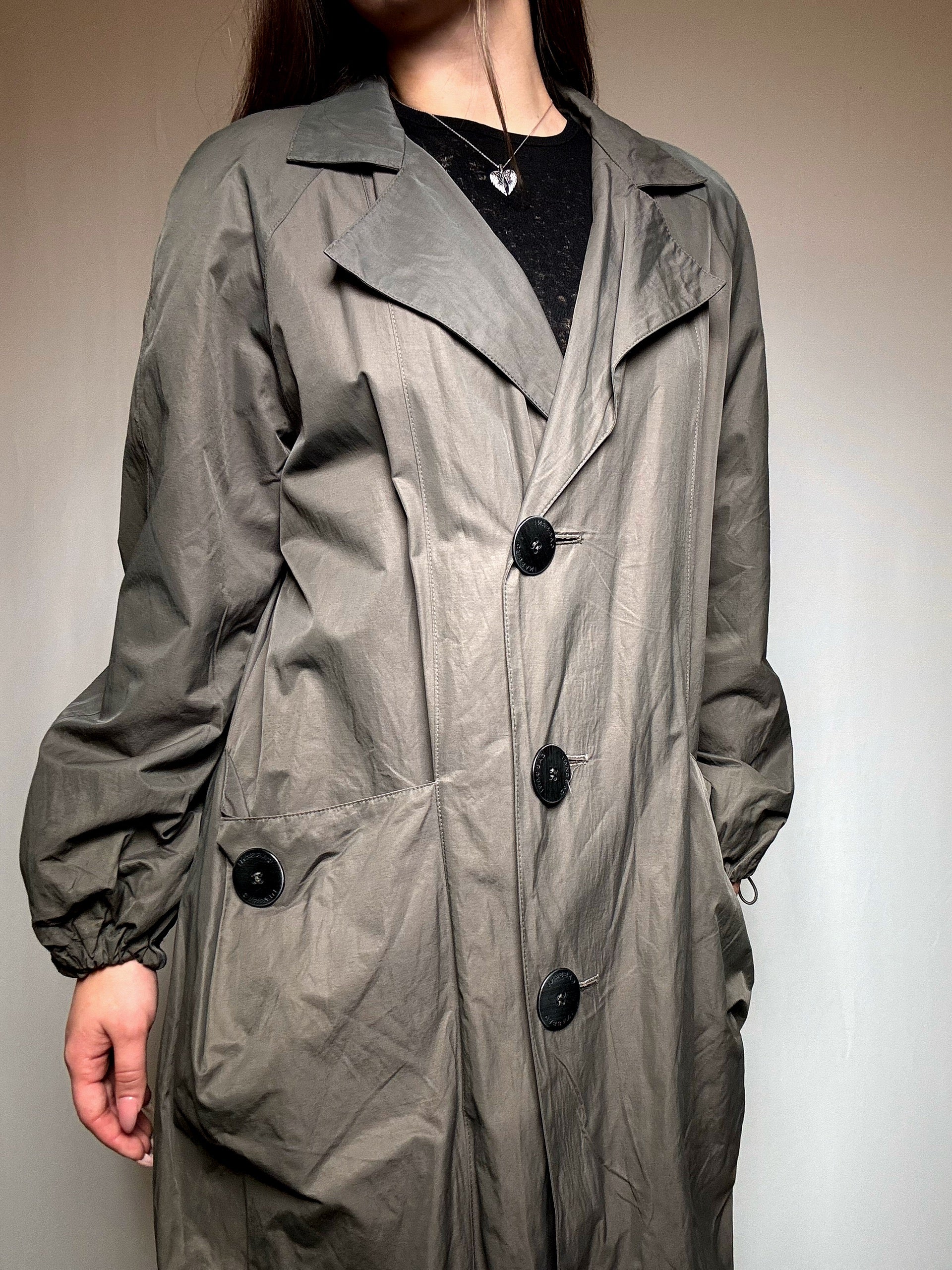 Trench kaki à détails L vintage