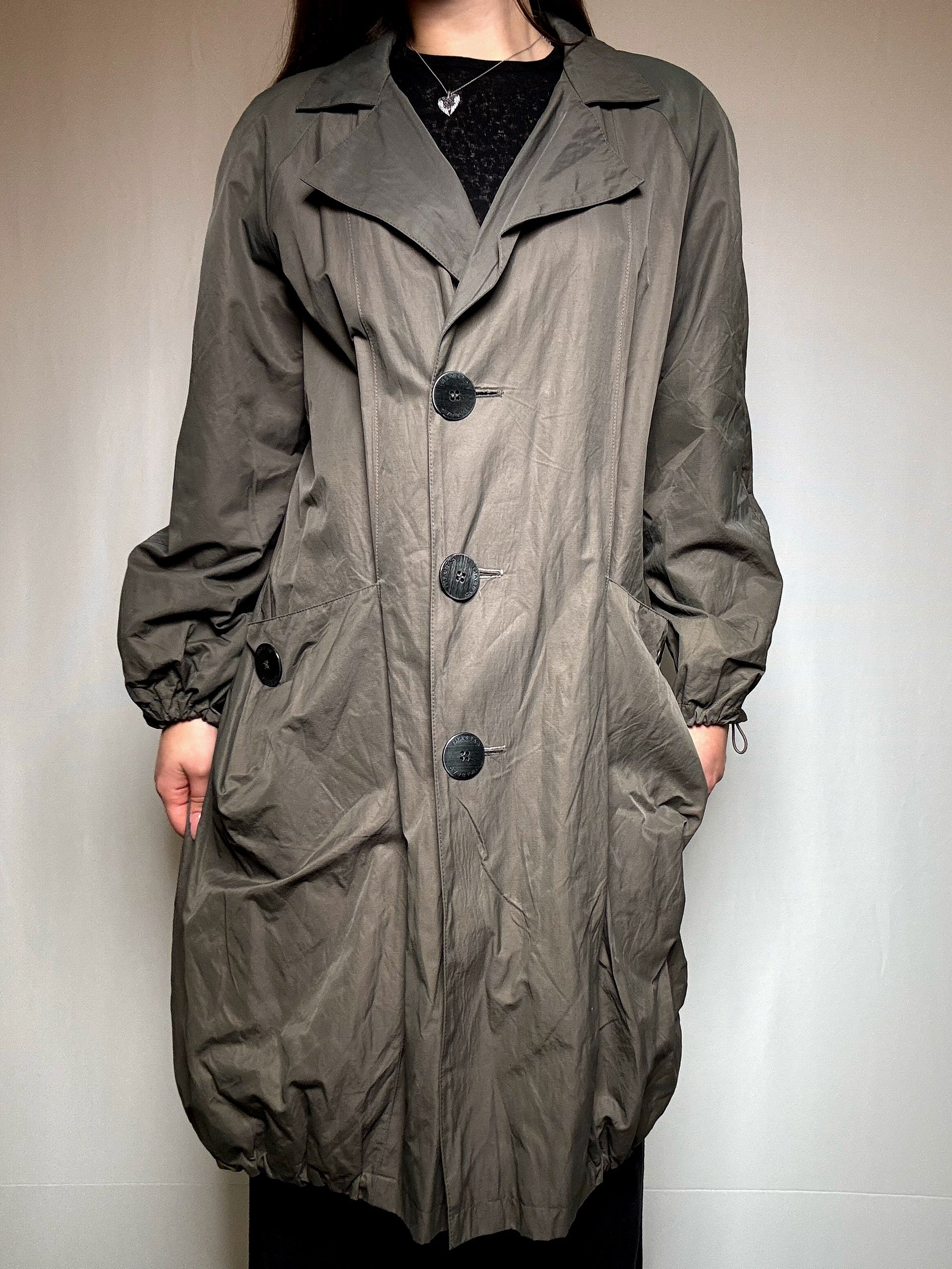 Trench kaki à détails L vintage