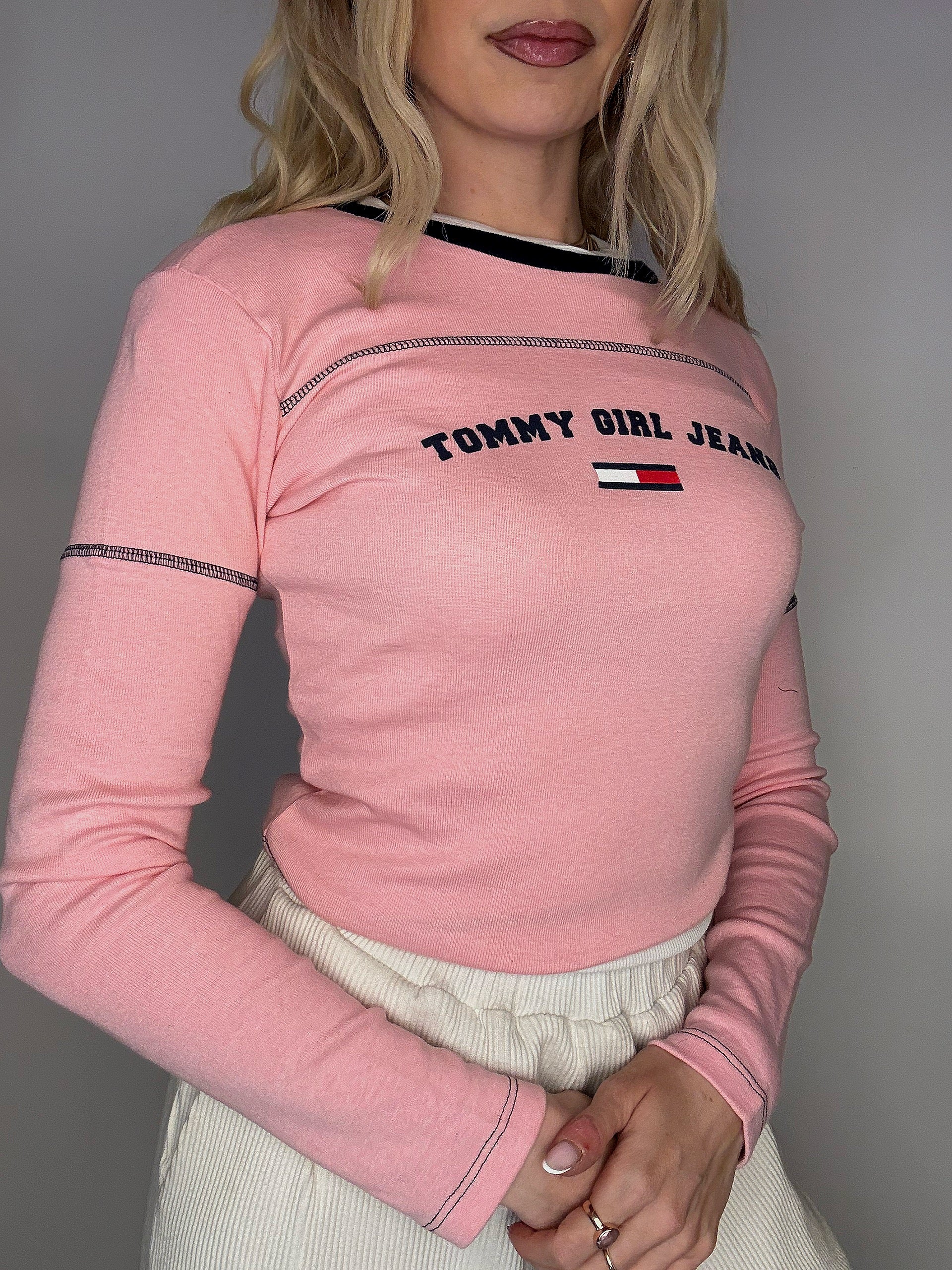 ADIDAS S/M Vintage beiges Langarm-Crop-Top