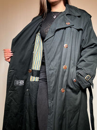 Vintager Flaschengrün Trenchcoat XL