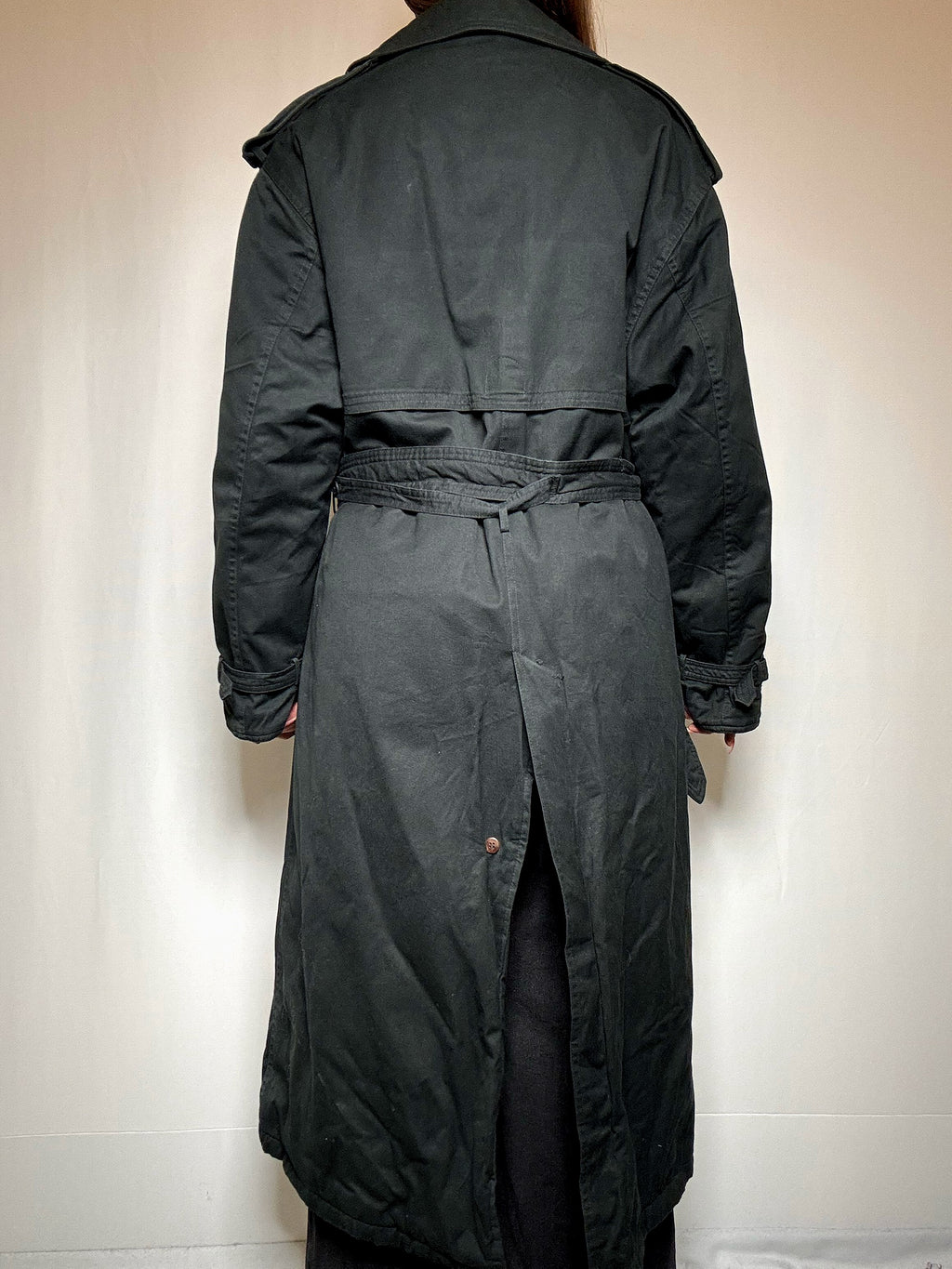 Vintager Flaschengrün Trenchcoat XL