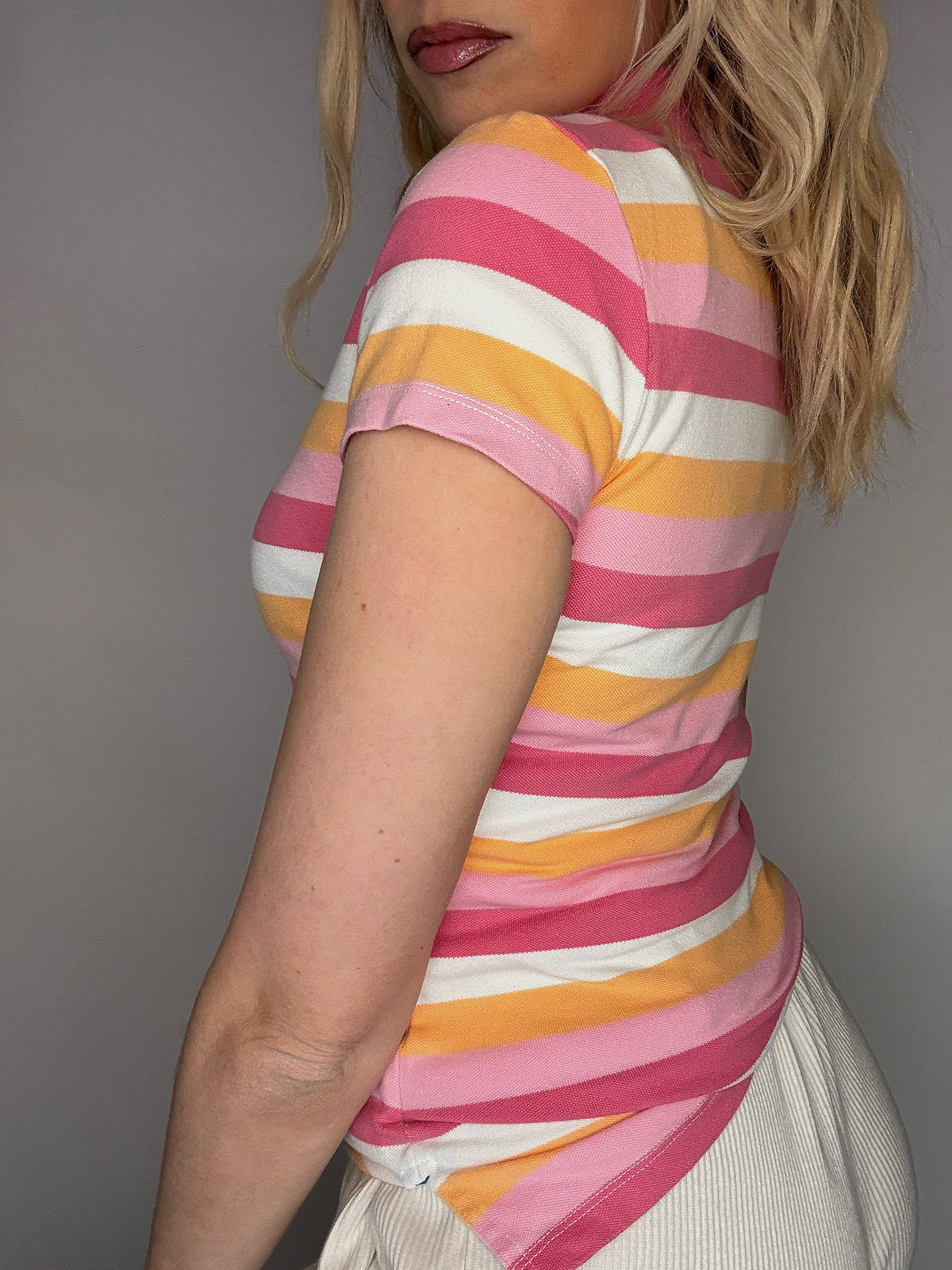 Polo manches courtes rayé rose TOMMY HILFIGER S Vintage