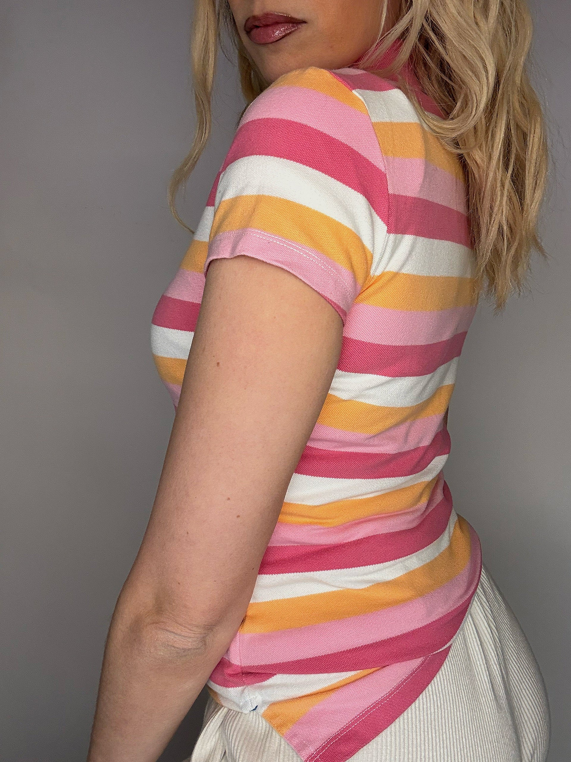 Polo manches courtes rayé rose TOMMY HILFIGER S Vintage