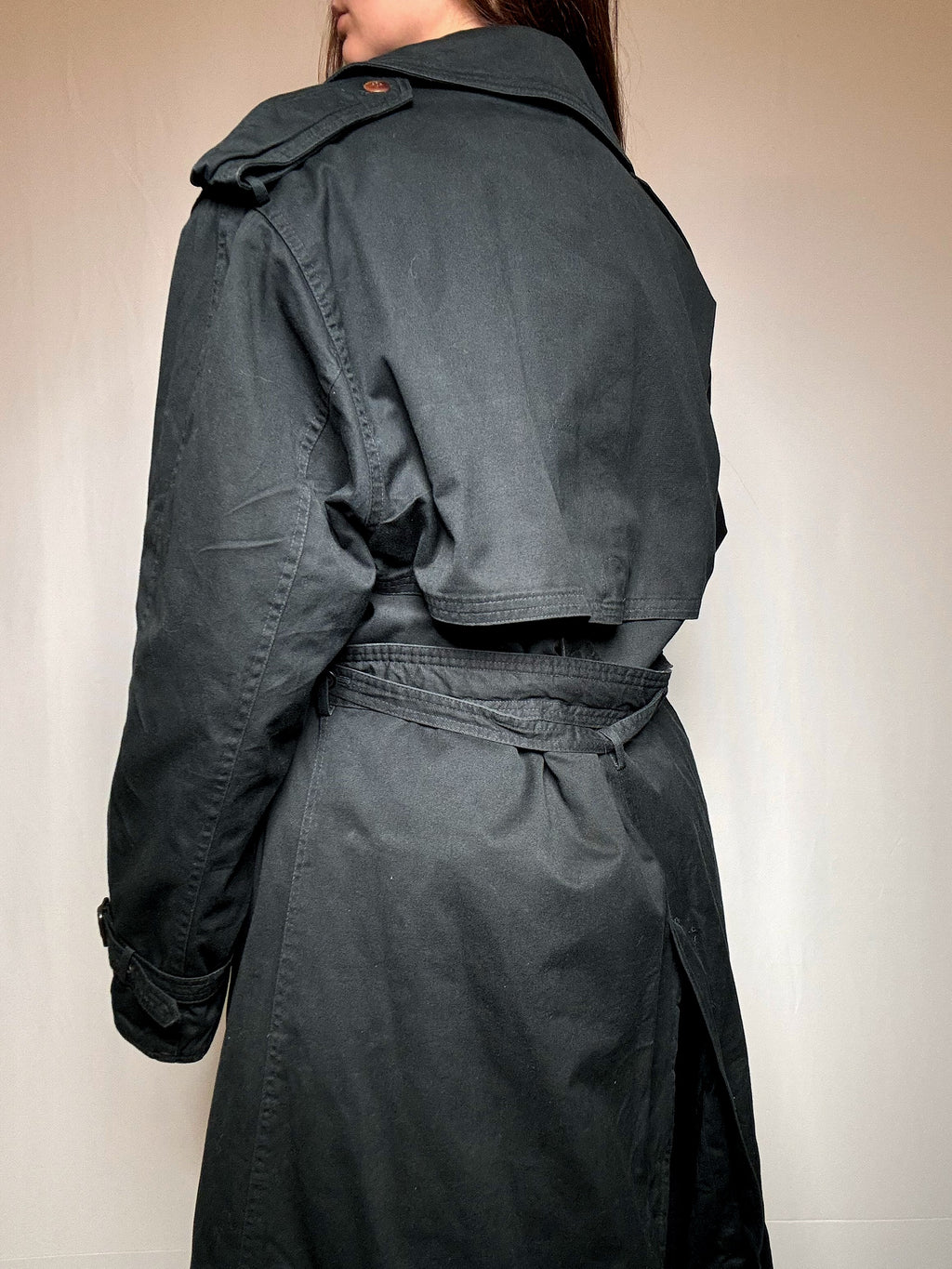 Vintager Flaschengrün Trenchcoat XL