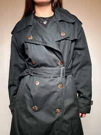 Vintager Flaschengrün Trenchcoat XL