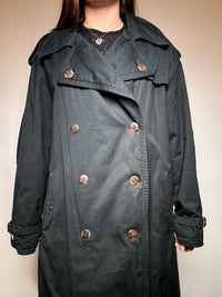Vintager Flaschengrün Trenchcoat XL