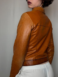 Veste en cuir camel S vintage