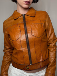 Veste en cuir camel S vintage