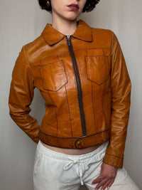 Veste en cuir camel S vintage