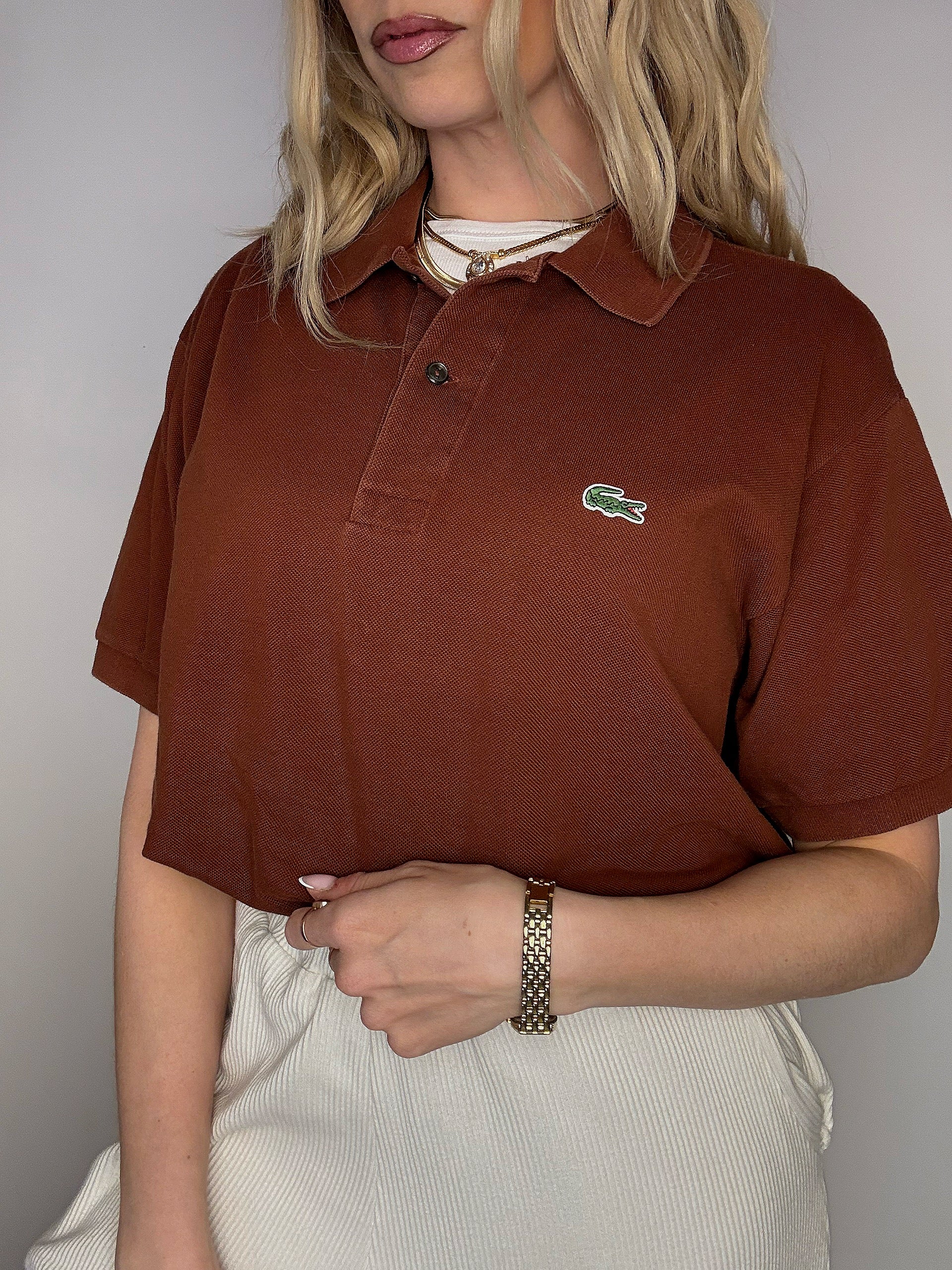Polo manches courtes brun LACOSTE XL vintage