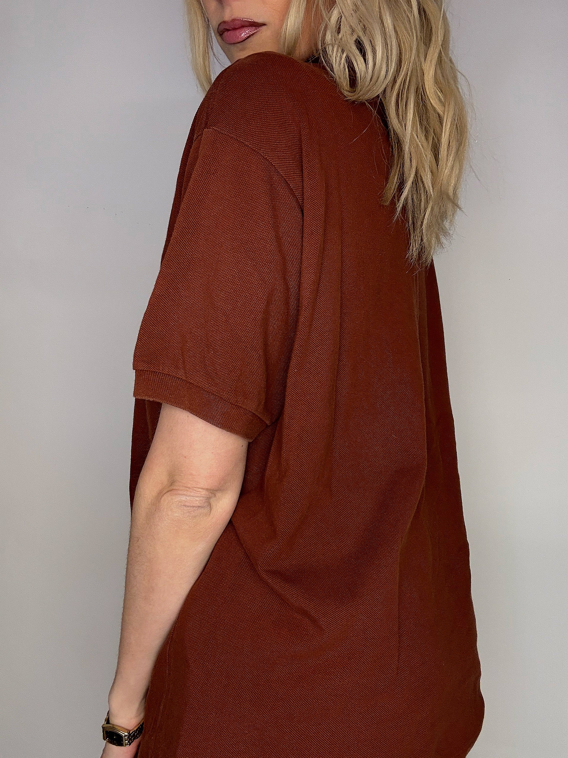 Polo manches courtes brun LACOSTE XL vintage