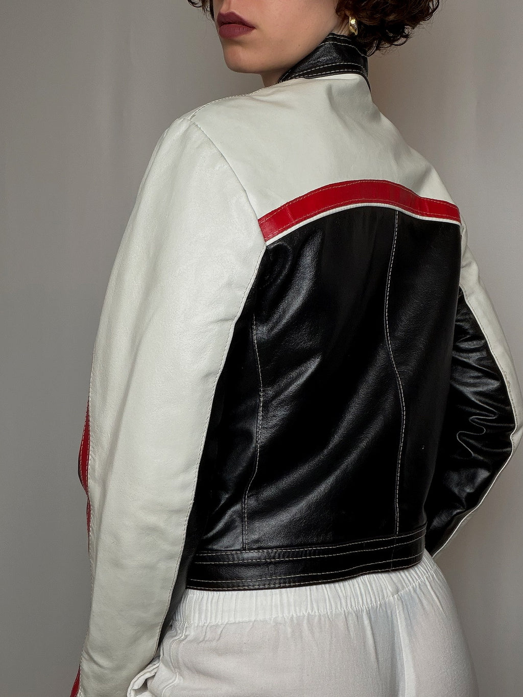 Veste en cuir racing L vintage