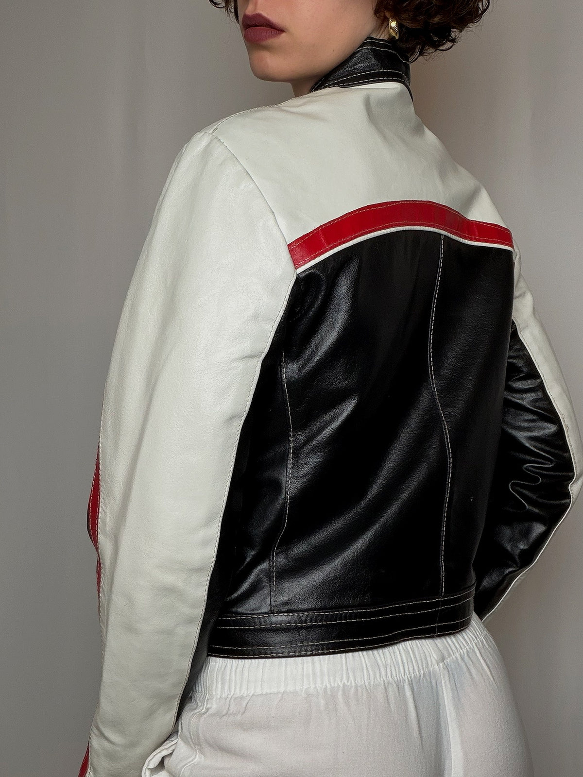 Veste en cuir racing L vintage