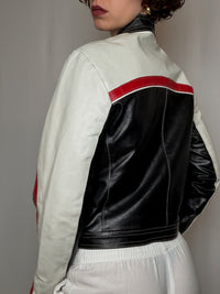Veste en cuir racing L vintage