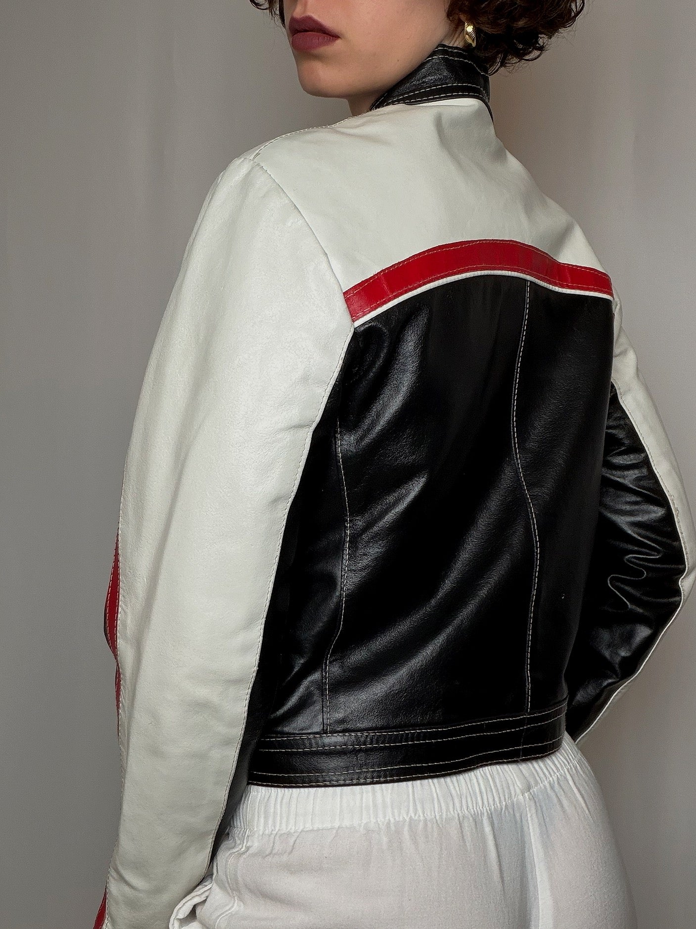 Veste en cuir racing L vintage