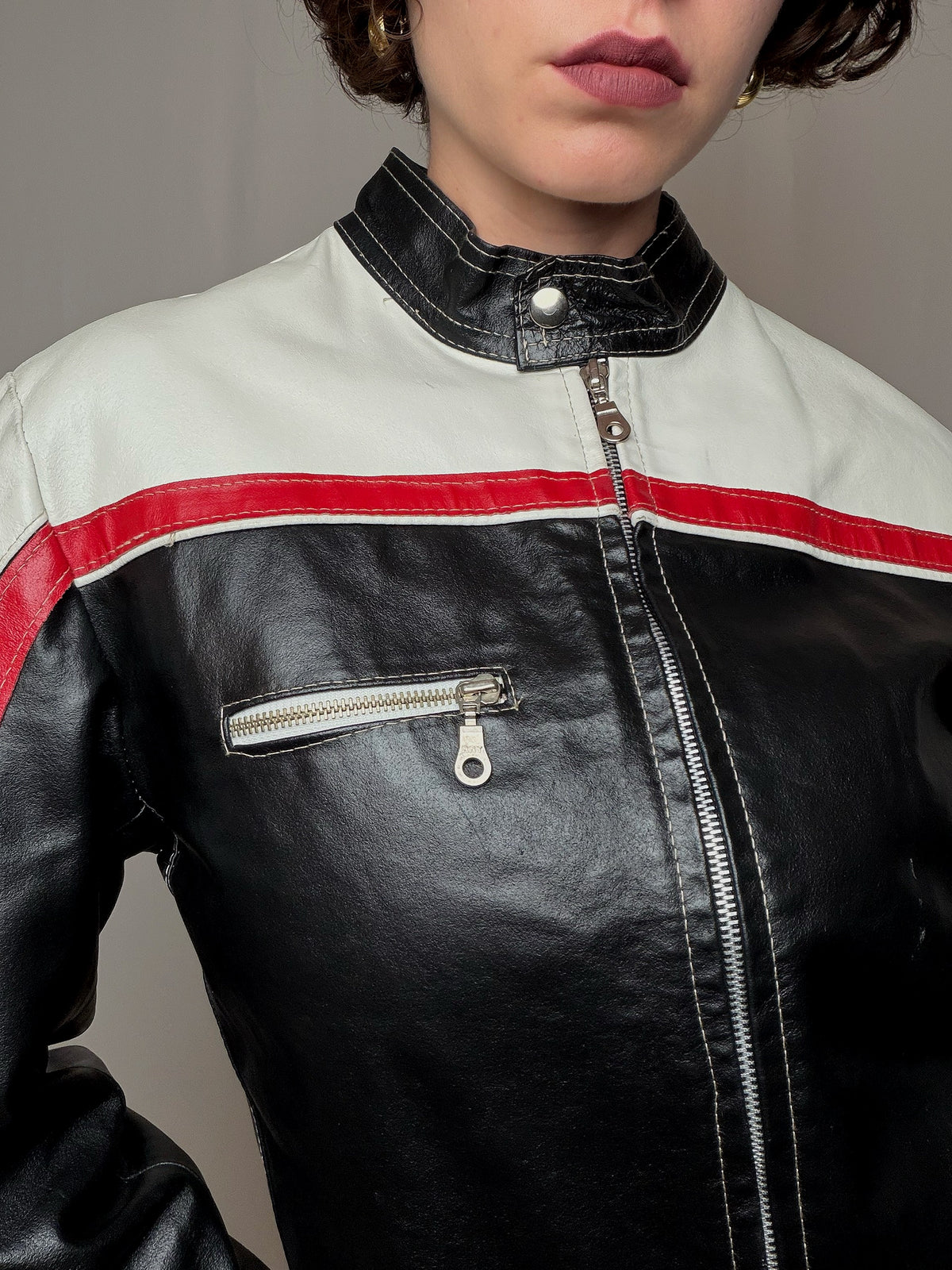 Veste en cuir racing L vintage