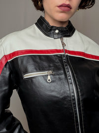 Veste en cuir racing L vintage
