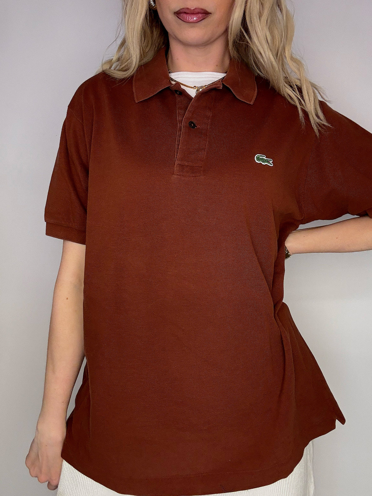 Polo manches courtes brun LACOSTE XL vintage