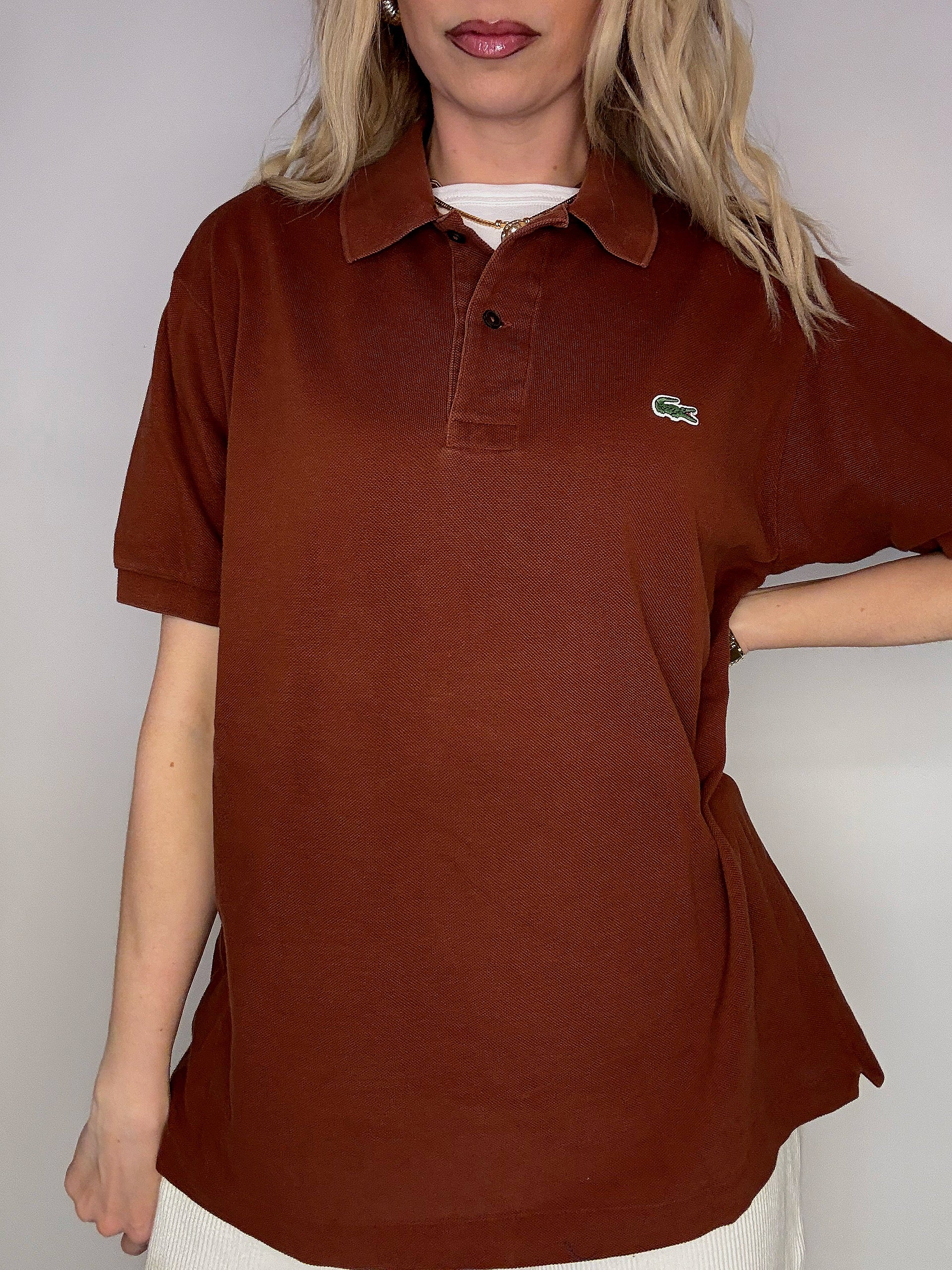Polo manches courtes brun LACOSTE XL vintage