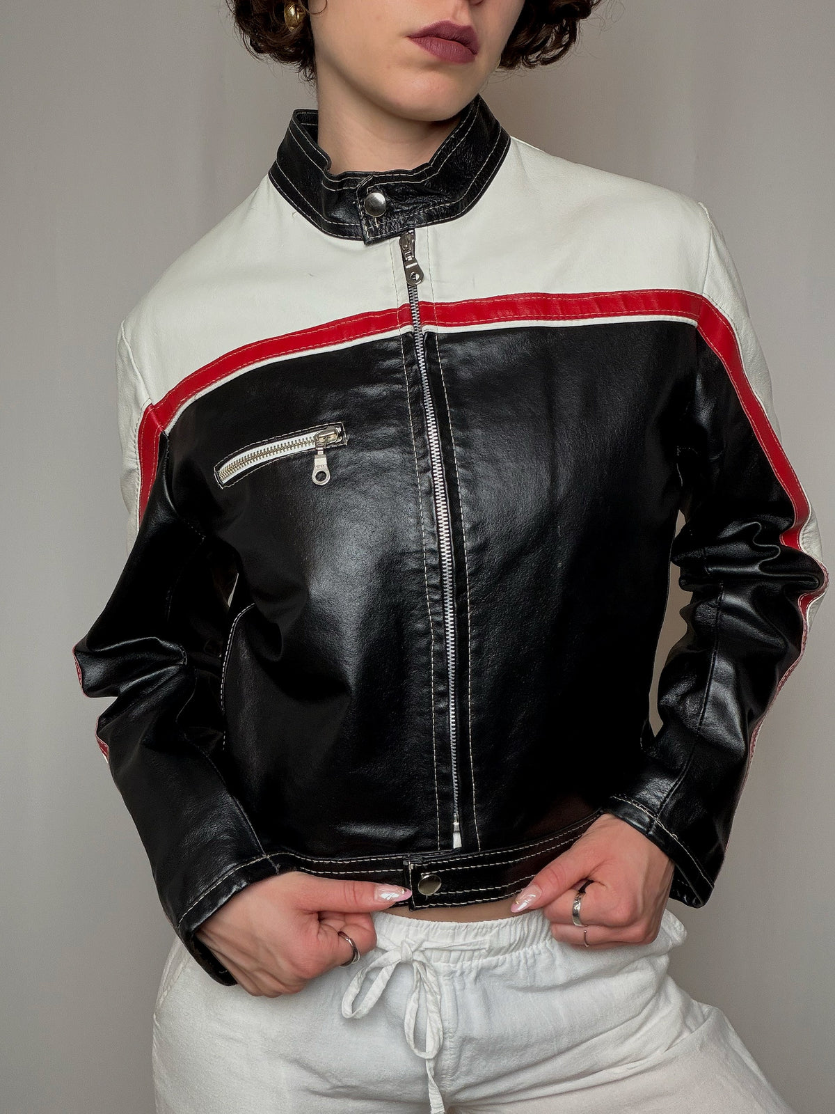 Veste en cuir racing L vintage