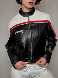 Veste en cuir racing L vintage