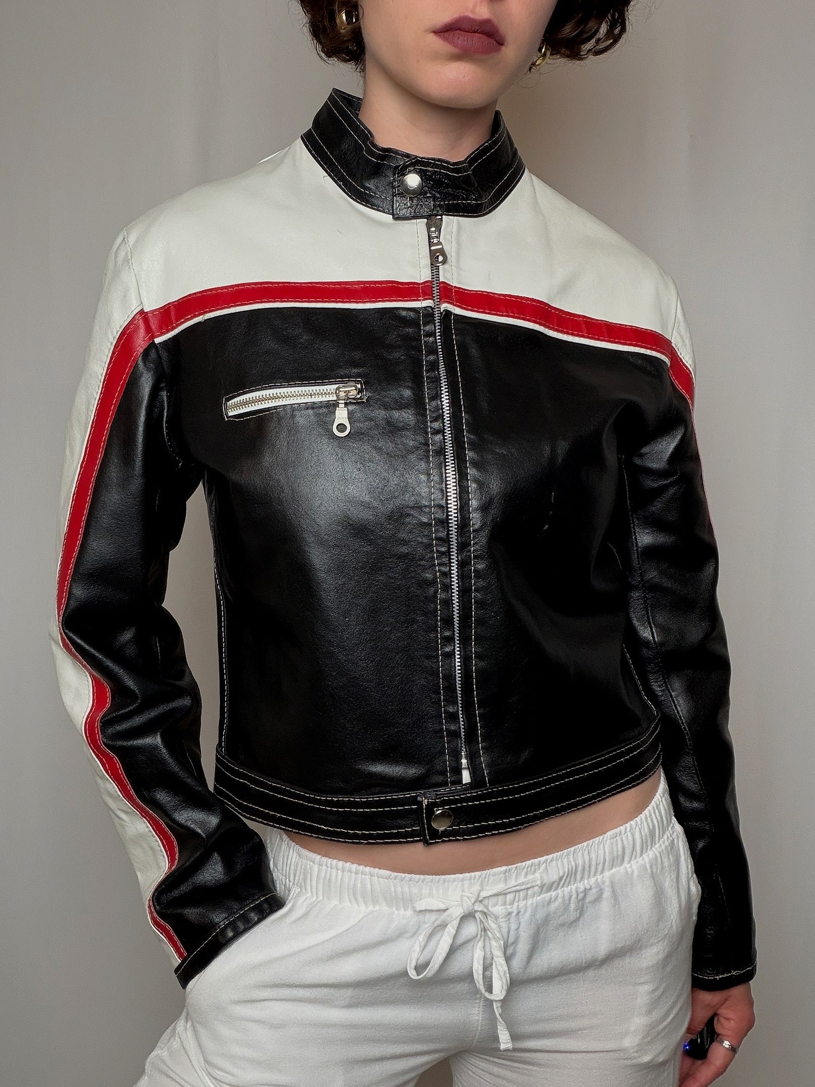 Veste en cuir racing L vintage